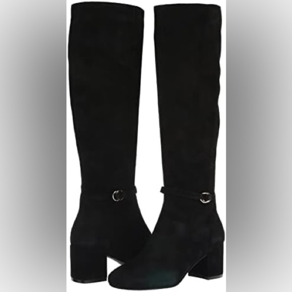 Cole Haan Dana Black Suede Knee-High Boots Women’s Size 11B New Block Heel - Picture 2 of 8